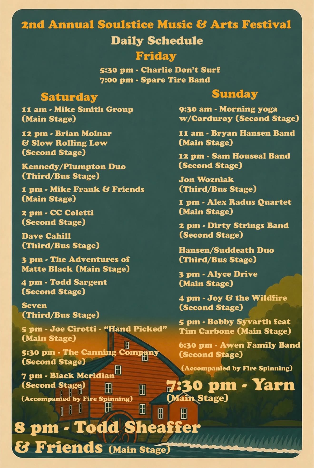 Schedule for Soulstice Music Festival